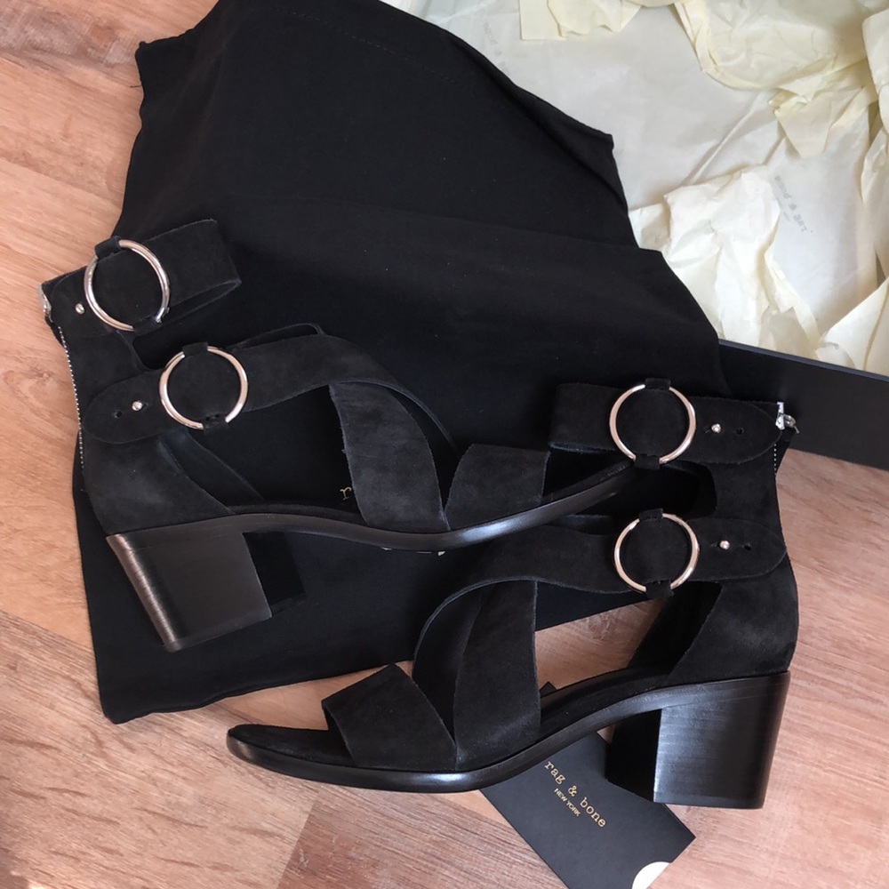 rag & bone Mari Heeled Sandal Black Suede Size 8 - Picture 9 of 9